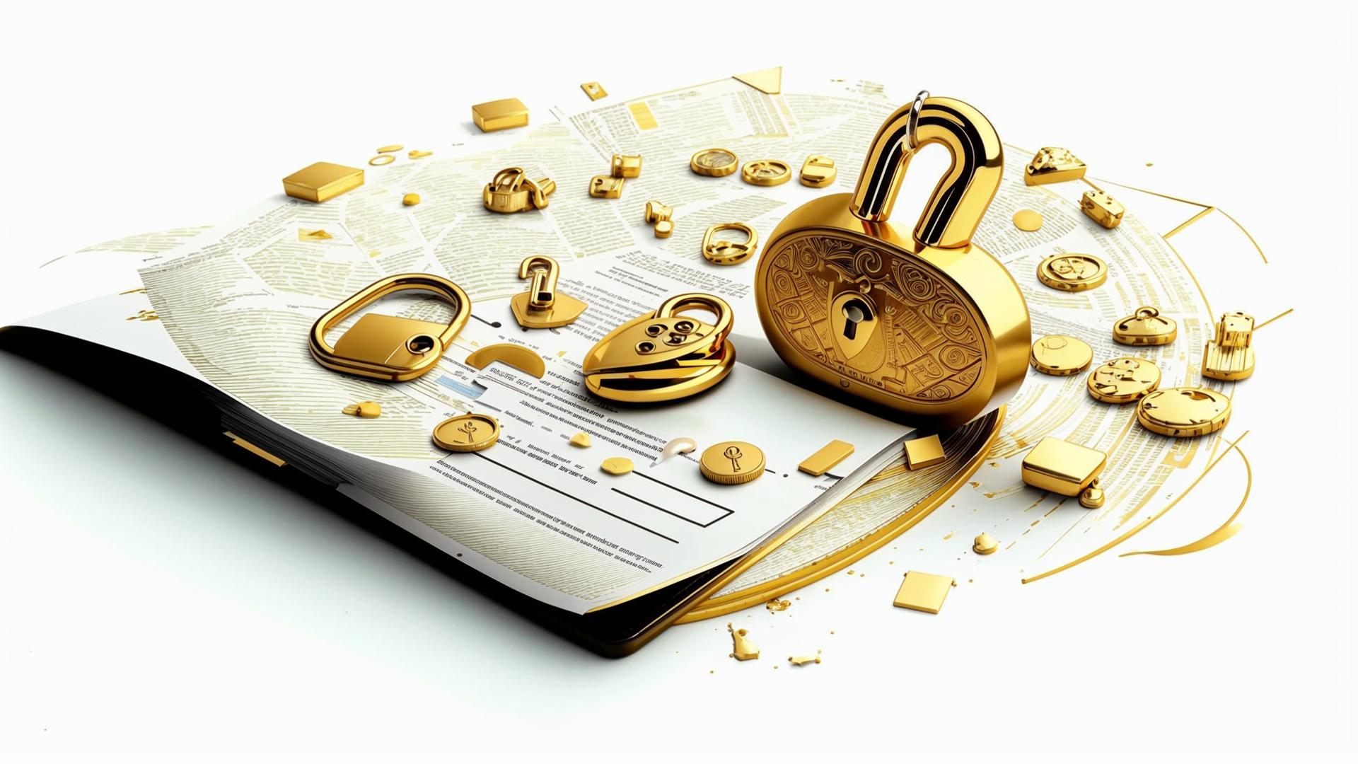 Illustration de contrat et cadenas doré